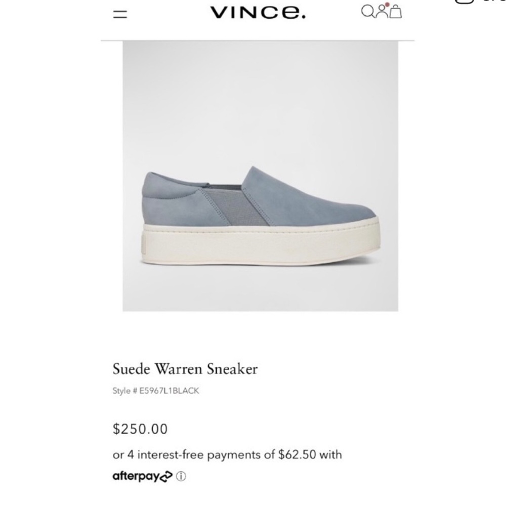 VINCE Warren Platform Genuine Suede Leather Sneakers Chunky Sole Slip Ons 7 Blue